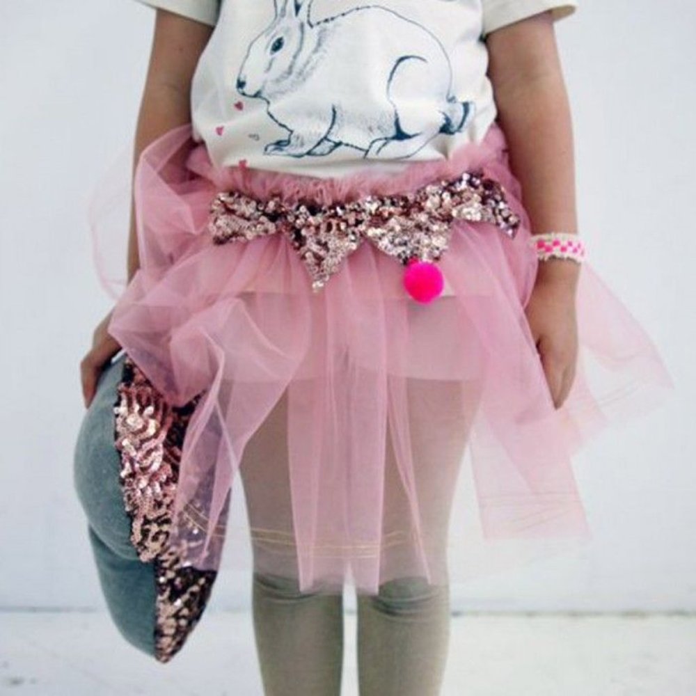 ATELIER ATSUYO ET AKIKO PALAIS ROYAL BUNNY NATURAL TEE 4Y & Pink Tutu Skirt OS